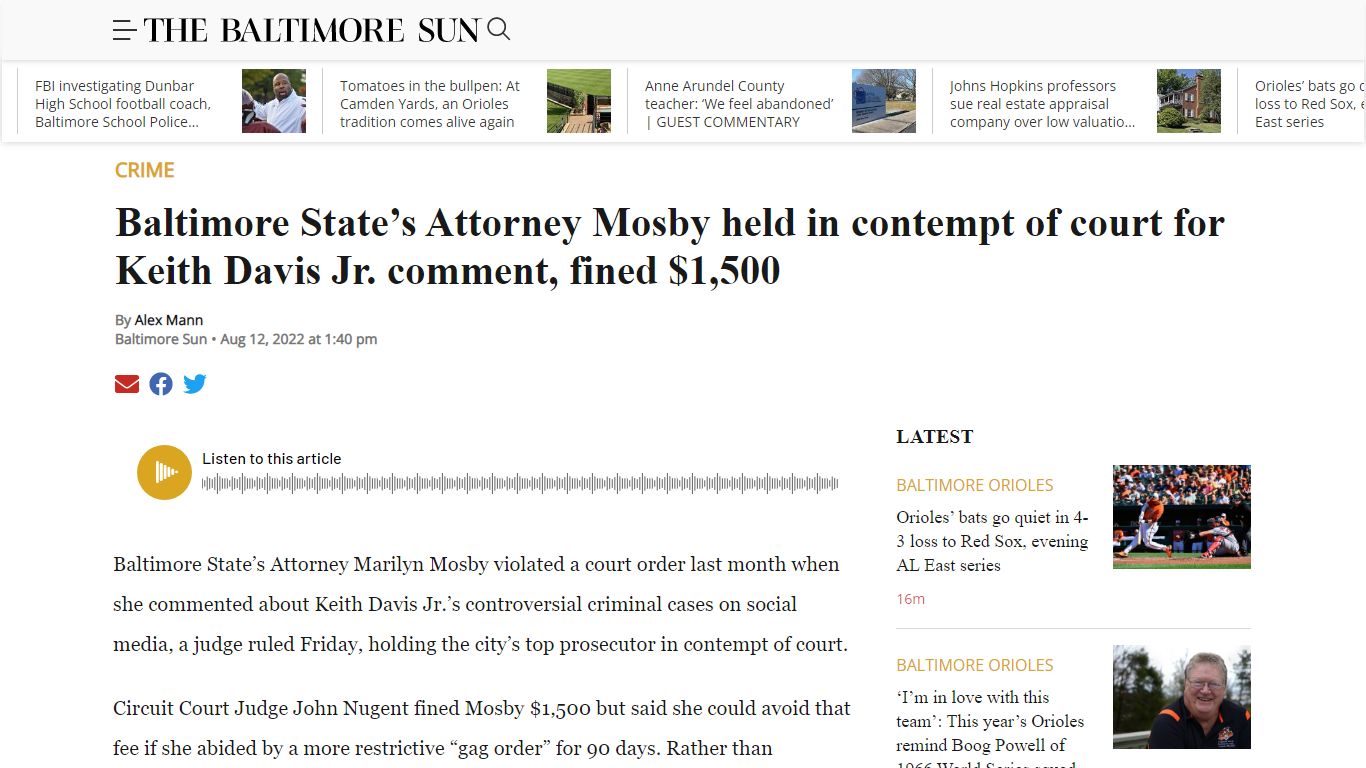 Baltimore State’s Attorney Mosby set for court appearance Friday ...